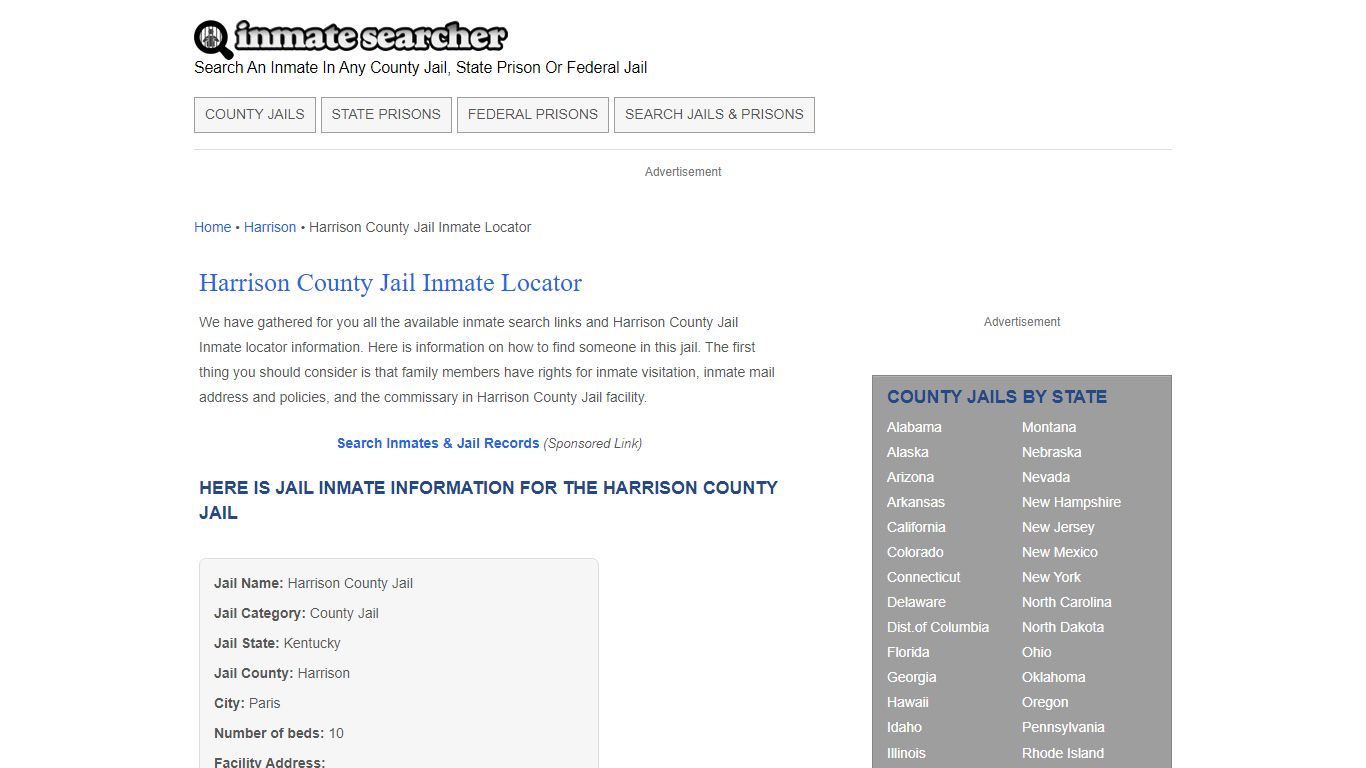 Harrison County Jail Inmate Locator - Inmate Searcher